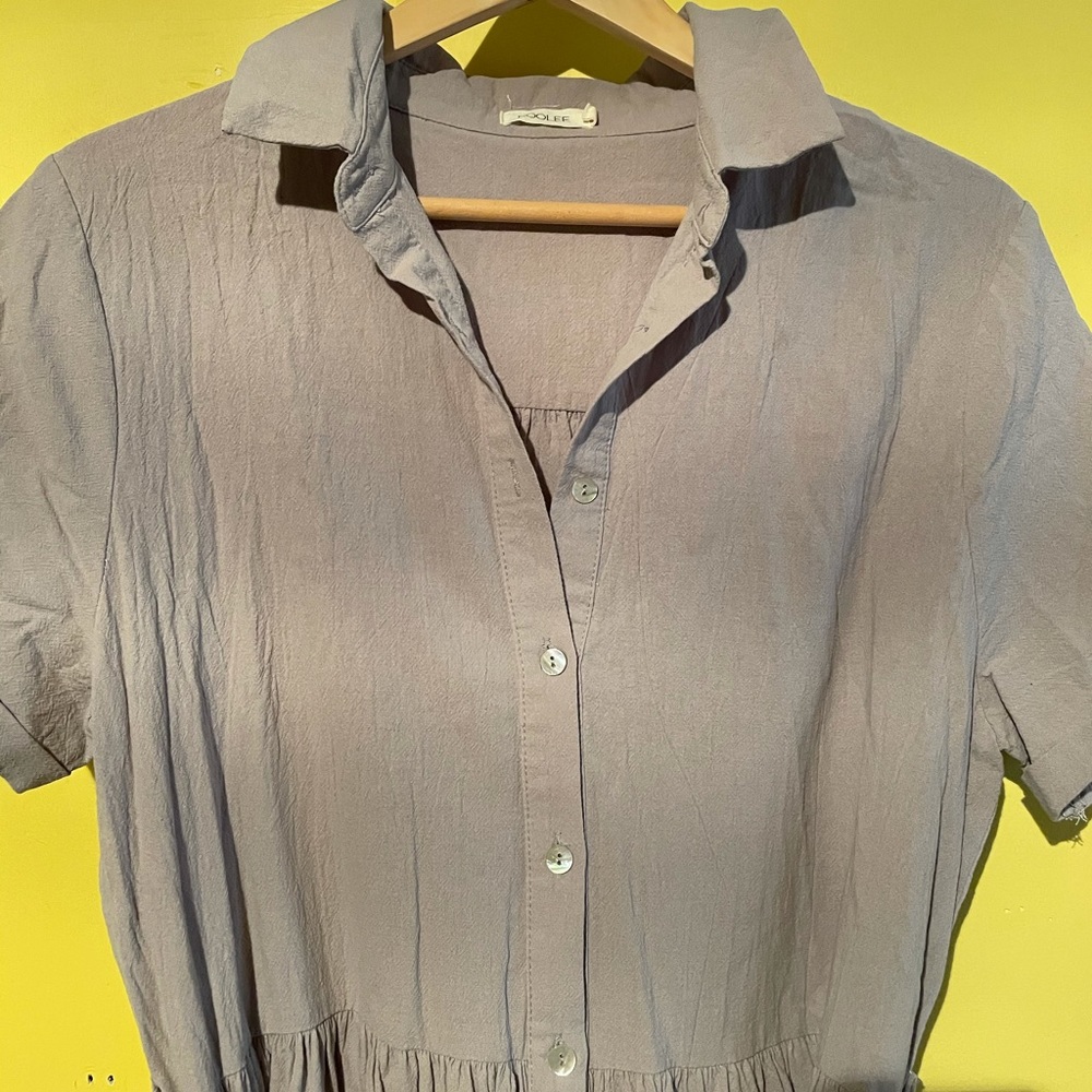 Roolee Linen-like Cotton Shell Bead Shirt Dress
